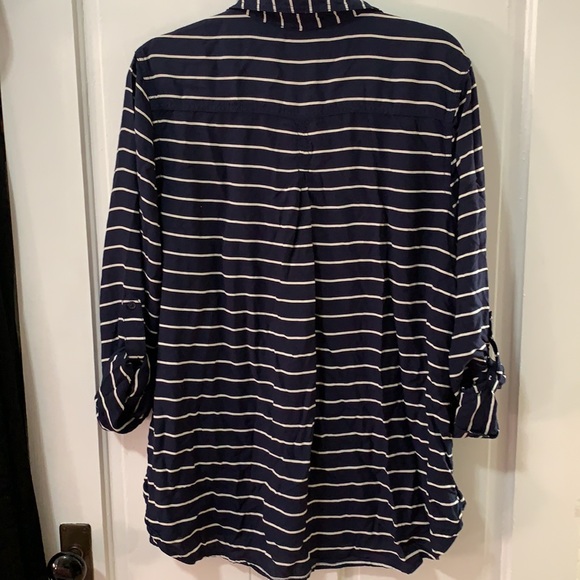 BeachLunchLounge Roll Tab Sleeve Striped Top - Picture 6 of 6